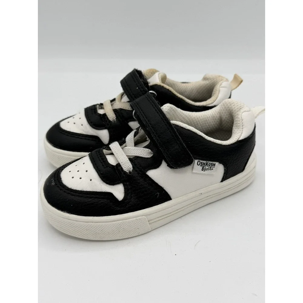 OshKosh Toddlers Isak Black/White Easy-on Casual Sneakers Size 7